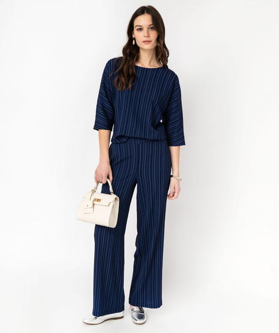 Pantalon large à rayures ton sur ton femme vue5 - GEMO(FEMME PAP) - GEMO
