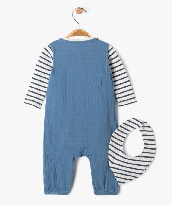 Ensemble 3 pièces salopette, body et bavoir bébé garçon - LuluCastagnette vue4 - LULUCASTAGNETTE - GEMO