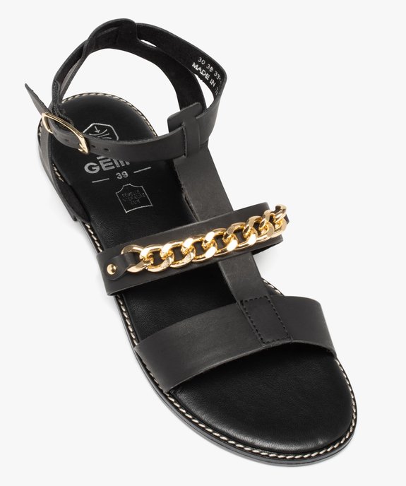 Sandales femme à talon plat et brides unies avec chaîne vue5 - GEMO (CASUAL) - GEMO