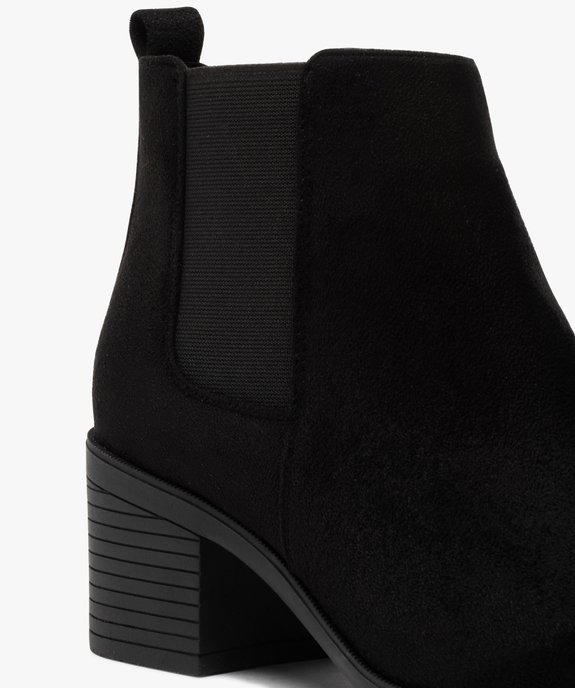 Boots femme à talon carré en suédine unie vue6 - GEMO(URBAIN) - GEMO