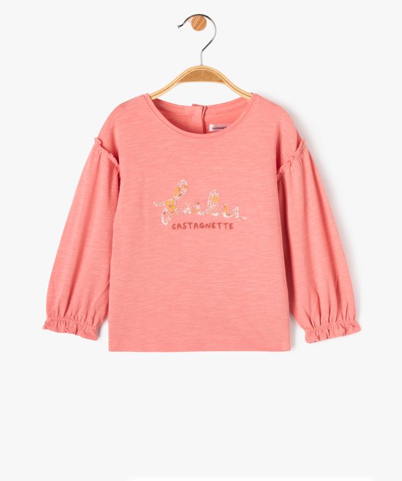 Tee-shirt bébé fille à manches longues fantaisie et broderie - LuluCastagnette vue1 - LULUCASTAGNETTE - GEMO