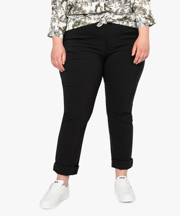 Pantalon femme grande taille droit en toile fine stretch vue1 - GEMO (G TAILLE) - GEMO