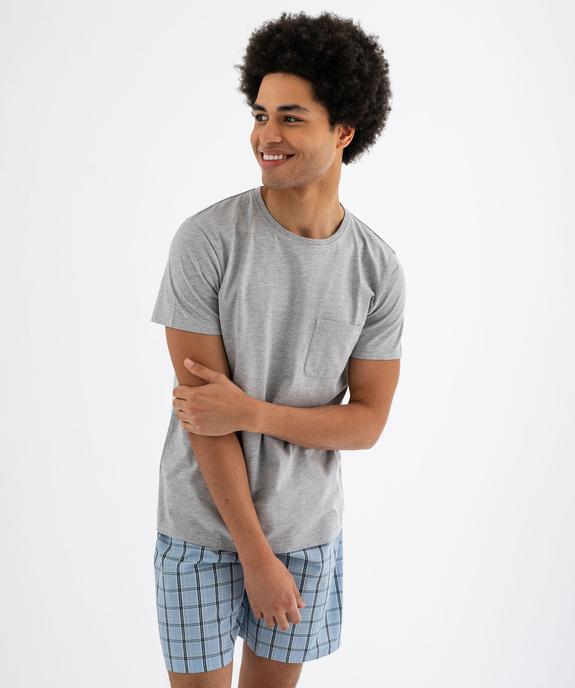 Pyjashort avec short à carreaux homme vue1 - GEMO 4G HOMME - GEMO