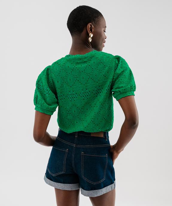 Tee-shirt à manches courtes en maille ajourée femme vue3 - GEMO 4G FEMME - GEMO