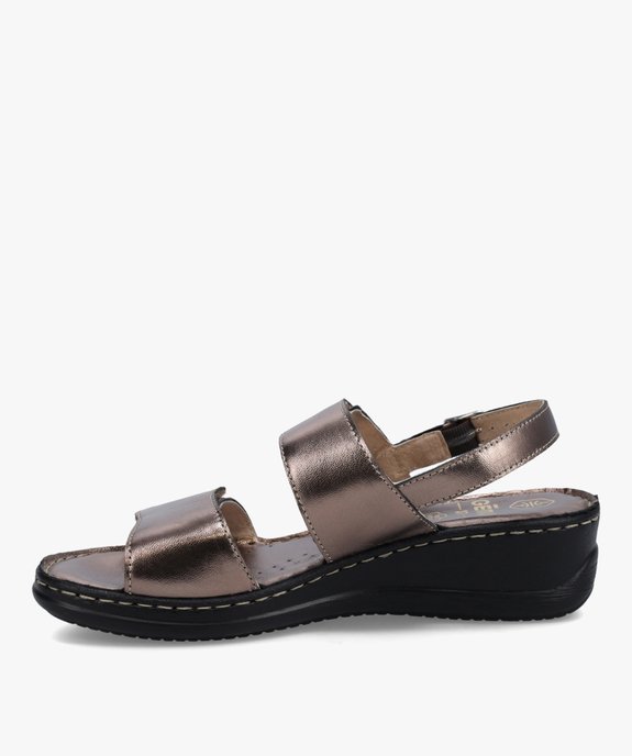 Sandales femme confort en cuir à brides ajustables vue3 - GEMO (CONFORT) - GEMO
