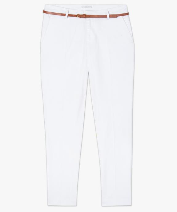 Pantalon femme en toile unie avec fine ceinture vue4 - GEMO(FEMME PAP) - GEMO