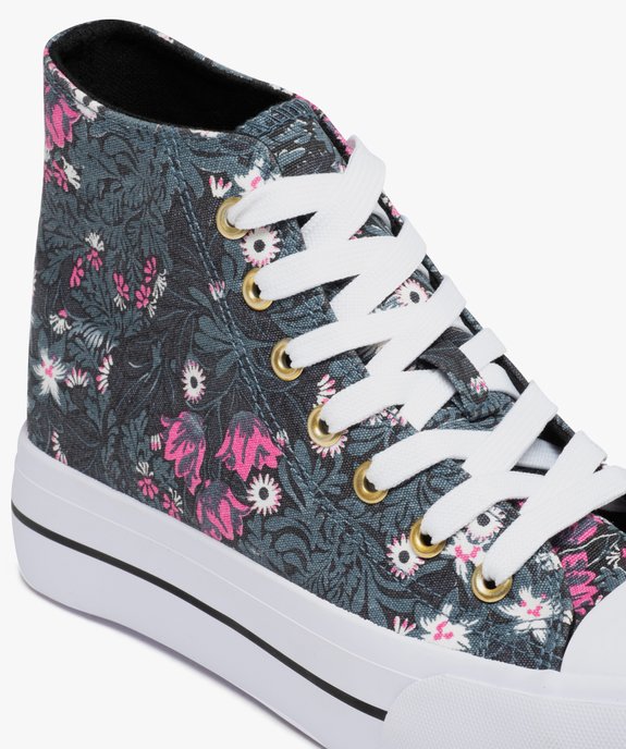 Baskets femme mid-cut en toile imprimé fleurs vue7 - GEMO 4G FEMME - GEMO