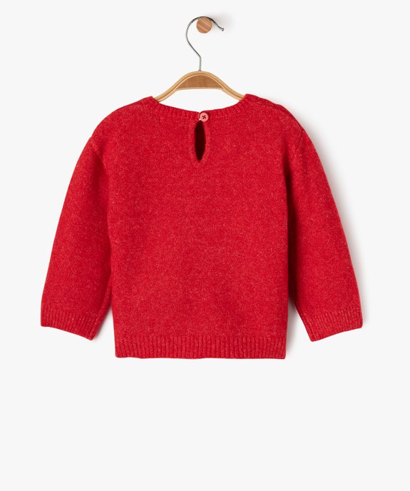 Pull de Noël avec motif chat en maille duveteuse bébé fille vue3 - GEMO(BEBE DEBT) - GEMO