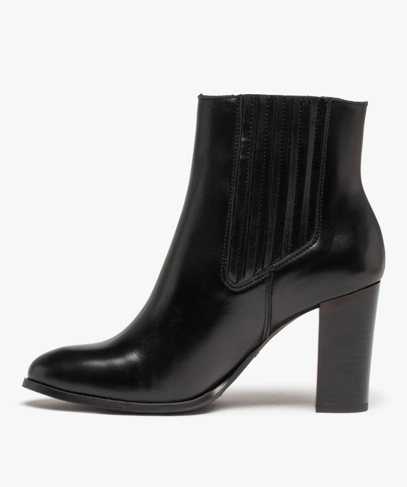 Boots femme à talon style Chelsea dessus cuir uni - Tanéo vue4 - TANEO - GEMO