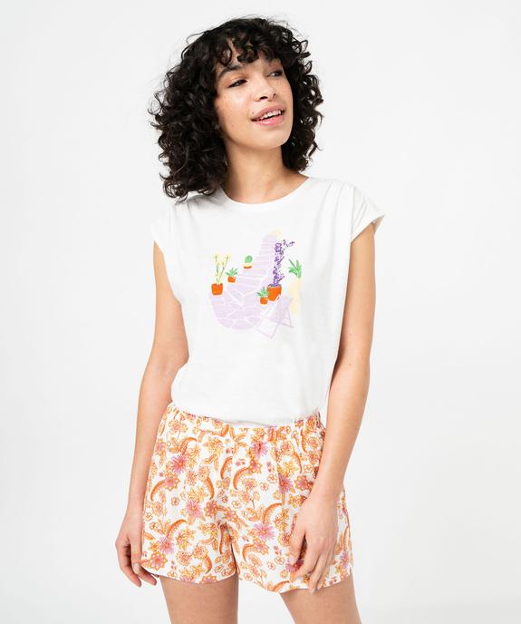 Short de pyjama imprimé en viscose femme vue5 - GEMO 4G FEMME - GEMO