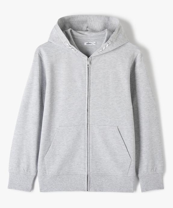 Sweat garçon uni à capuche avec fermeture zippée vue1 - GEMO (JUNIOR) - GEMO
