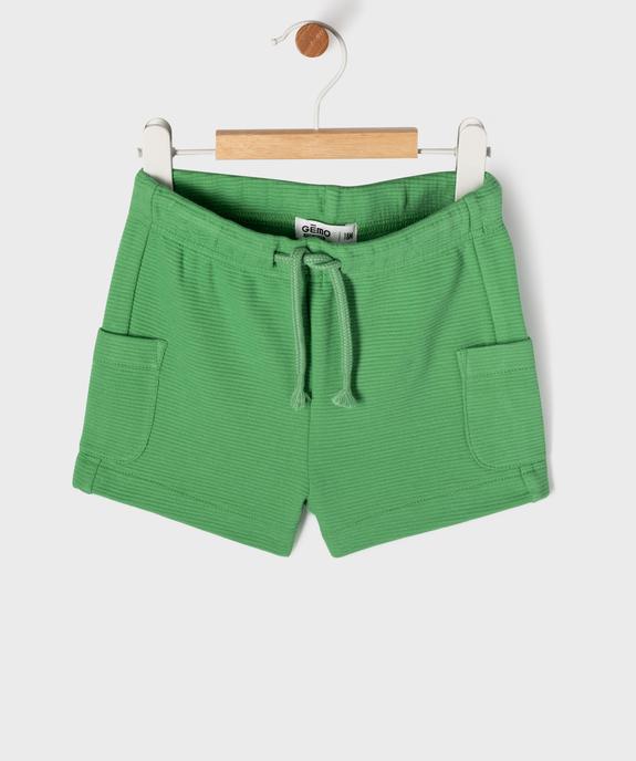 Short en maille côtelée avec taille ajustable bébé garçon vue1 - GEMO 4G BEBE - GEMO