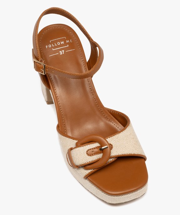 Sandales à talon plateforme en toile femme vue6 - FOLLOW ME - GEMO