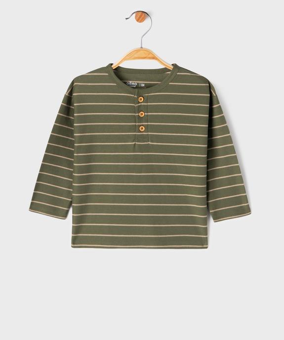 Tee-shirt manches longues à rayures bébé garçon vue1 - GEMO 4G BEBE - GEMO