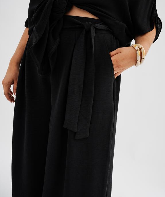 Pantalon large avec ceinture à nouer femme grande taille vue2 - GEMO 4G GT - GEMO