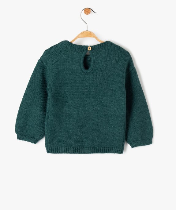 Pull bébé fille en grosse maille à broderies fleurs vue3 - GEMO(BEBE DEBT) - GEMO