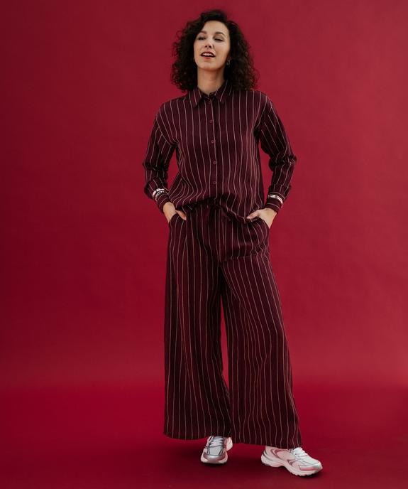 Pantalon fluide coupe large à rayures avec ceinture à nouer femme vue5 - GEMO 4G FEMME - GEMO