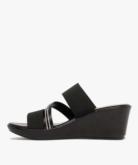 Mules femme à talon compensé avec brides élastiques et strass vue3 - GEMO(URBAIN) - GEMO