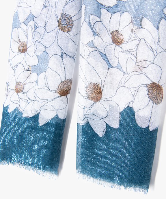 Foulard à motifs fleuris avec reflets scintillants femme vue2 - GEMO 4G FEMME - GEMO