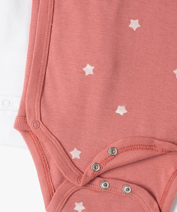 Body bébé fille à manches courtes fermeture croisée (lot de 5) vue2 - GEMO 4G BEBE - GEMO