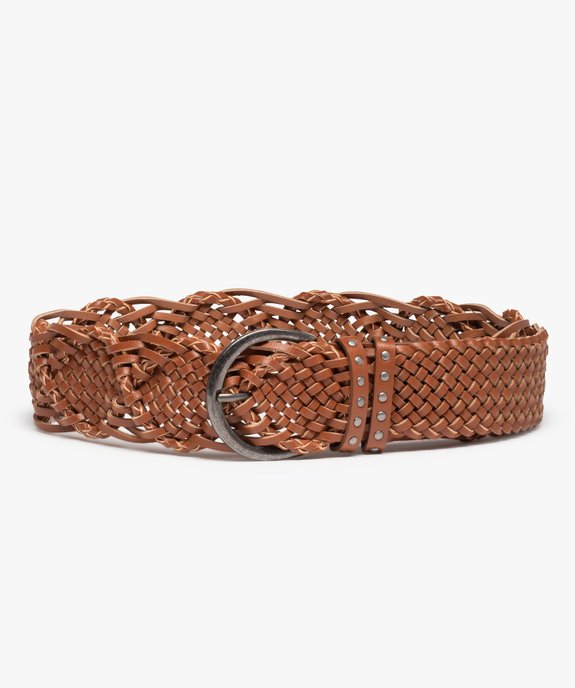 Ceinture femme tressée avec grosse boucle en métal vue1 - GEMO (ACCESS) - GEMO