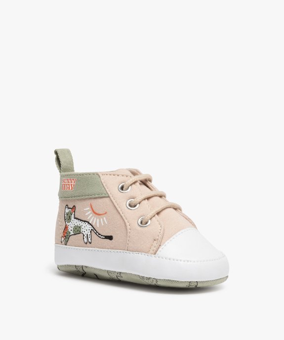 Chaussons de naissance bébé garçon à lacets vue2 - GEMO 4G BEBE - GEMO