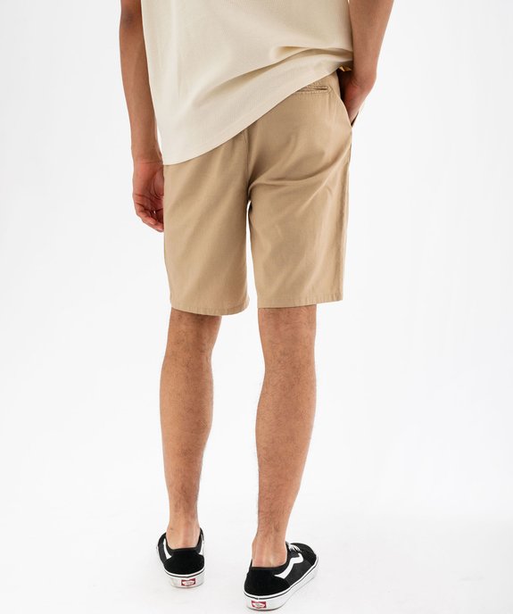 Bermuda en lin et coton coupe droite homme vue3 - GEMO (HOMME) - GEMO