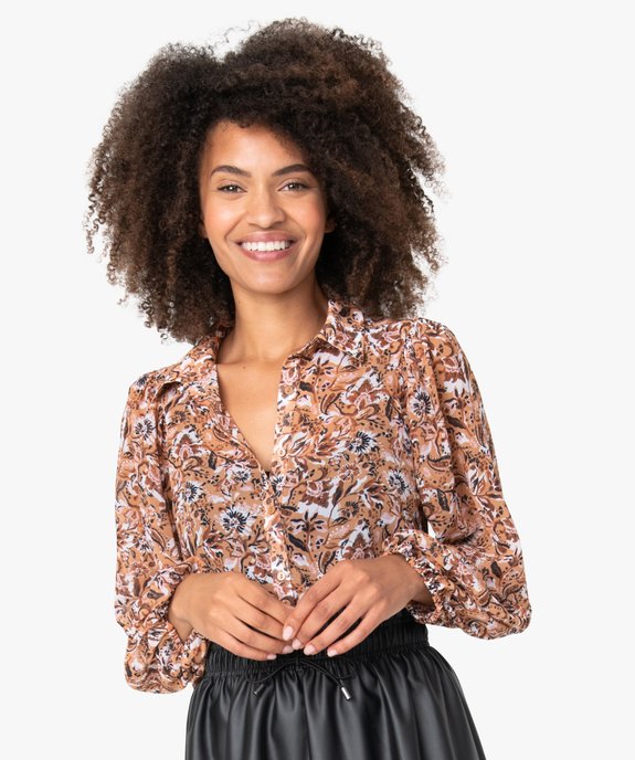 Chemise femme en voile à motif fleuri  vue2 - GEMO(FEMME PAP) - GEMO