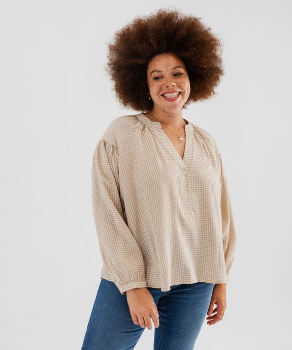 Blouse à motif vichy femme grande taille vue1 - GEMO (G TAILLE) - GEMO