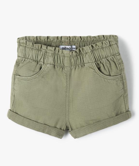 Short bébé fille en toile à taille élastiquée vue1 - GEMO(BEBE DEBT) - GEMO