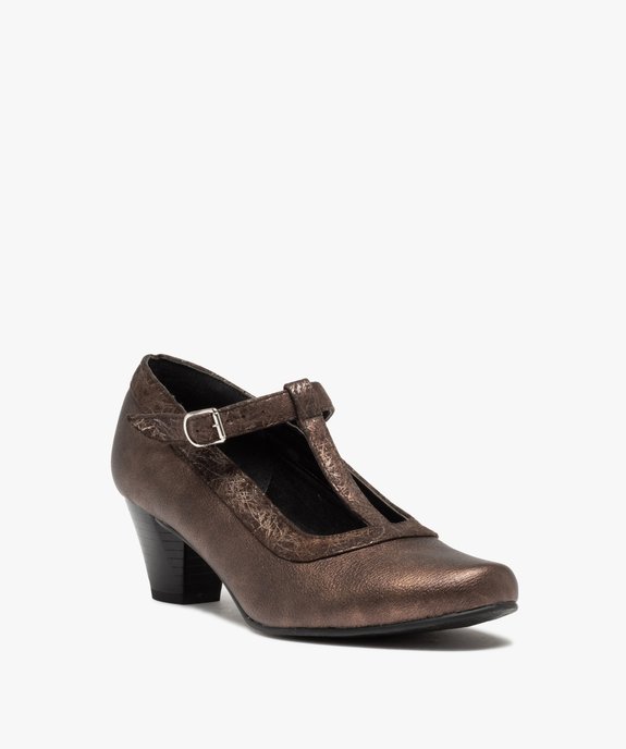Escarpins femme confort dessus métallisé à fine bride vue2 - GEMO (CONFORT) - GEMO