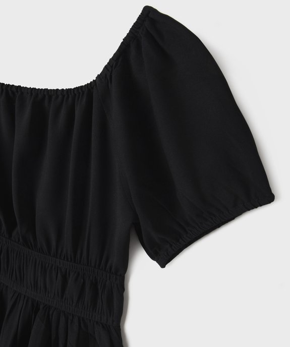 Robe manches courtes col Bardot en viscose fille vue2 - GEMO 4G FILLE - GEMO