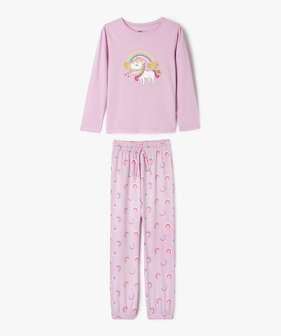 Pyjama à motif licorne et arc-en-ciel fille vue1 - GEMO (ENFANT) - GEMO