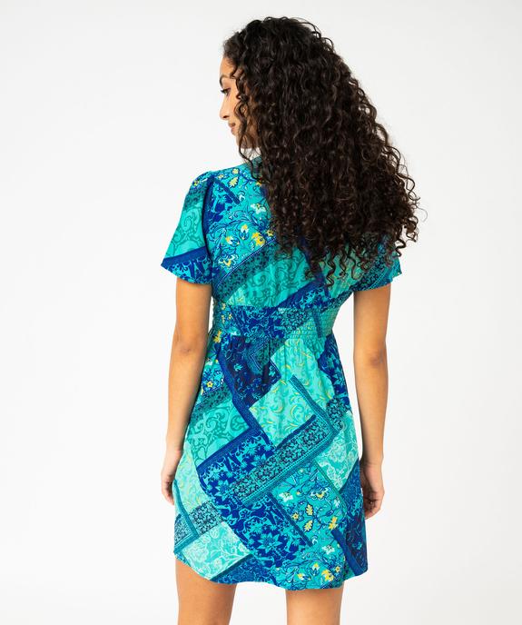 Robe imprimée à manches courtes avec taille drapée femme vue3 - GEMO(FEMME PAP) - GEMO