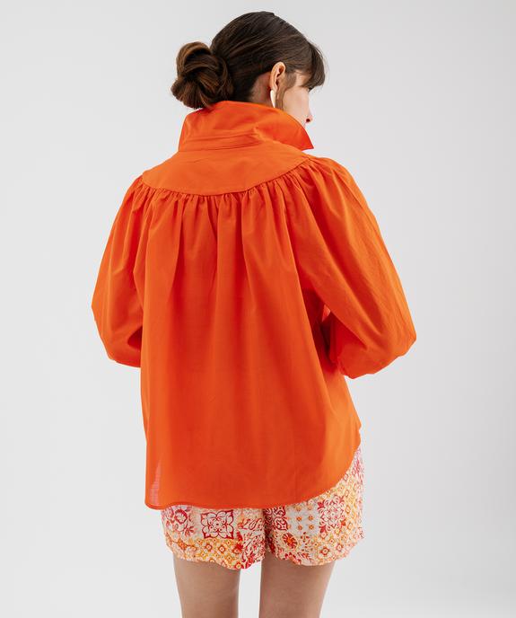 Blouse manches 3/4 en toile de coton unie femme vue3 - GEMO(FEMME PAP) - GEMO