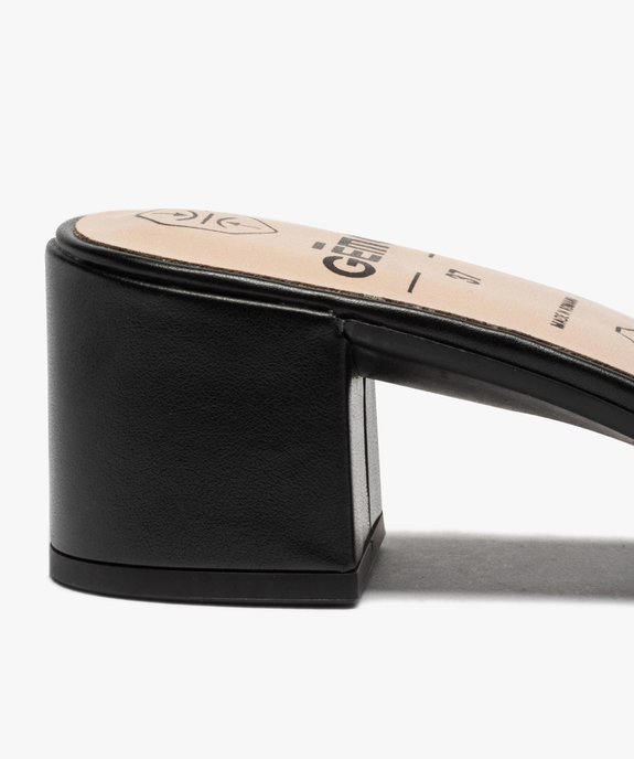 Mules femme à talon carré dessus cuir uni vue6 - GEMO(URBAIN) - GEMO
