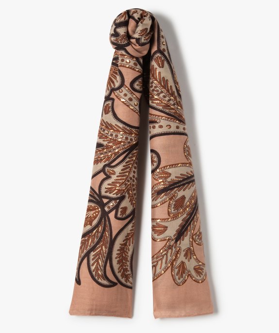 Foulard femme à motifs fleuris et touches pailletées vue1 - GEMO (ACCESS) - GEMO
