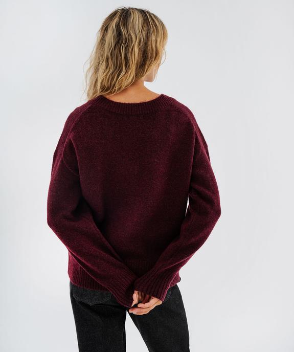Pull col V en maille douillette femme vue3 - GEMO(FEMME PAP) - GEMO