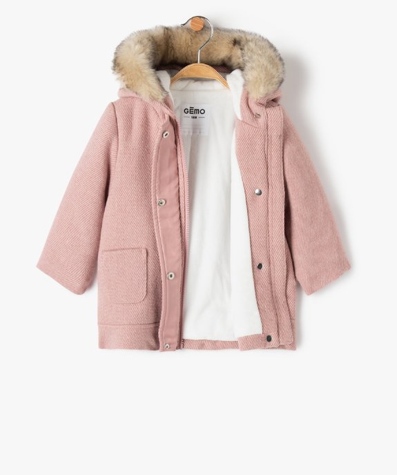 Manteau bébé fille doublé à capuche vue3 - GEMO 4G BEBE - GEMO