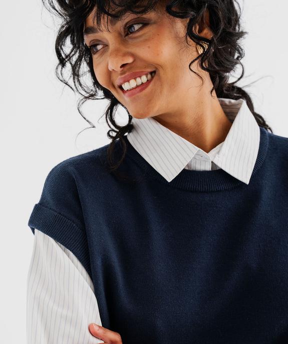 Pull sans manches et chemise 2 en 1 femme vue2 - GEMO(FEMME PAP) - GEMO