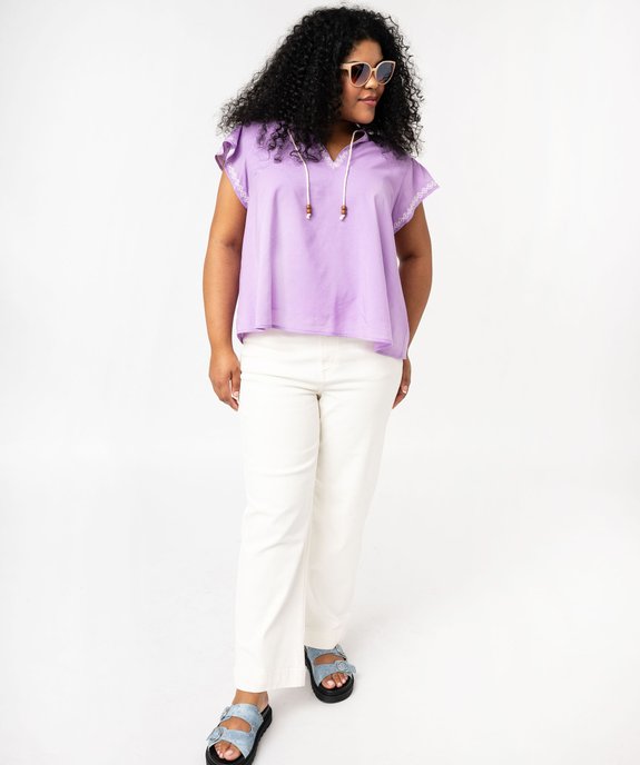 Blouse grande taille à manches courtes et broderies ethniques femme vue5 - GEMO (G TAILLE) - GEMO