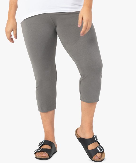 Pantacourt femme grande taille en maille unie et taille élastiquée vue1 - GEMO 4G GT - GEMO