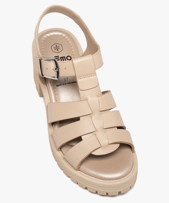 Sandales femme à talon style rock dessus cuir uni vue5 - GEMO(URBAIN) - GEMO