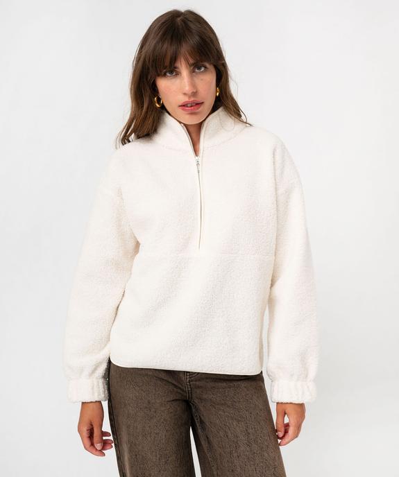 Sweat en maille bouclette avec col montant zippé feme vue1 - GEMO 4G FEMME - GEMO