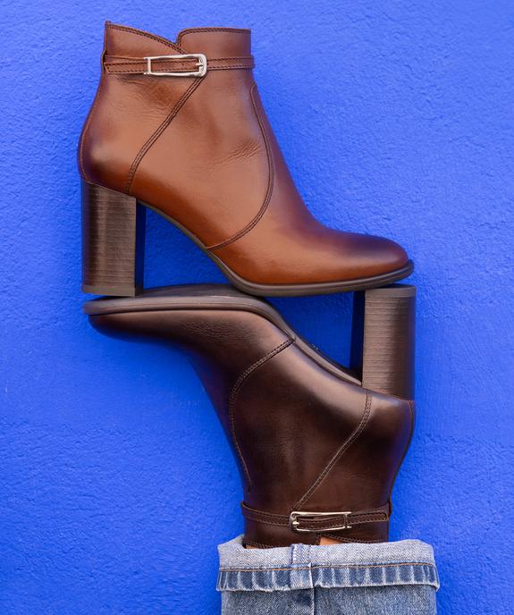 Boots en cuir à talon et bout amande femme - Tanéo vue7 - TANEO - GEMO