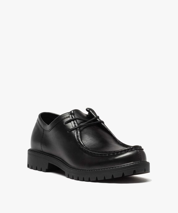 Derbies homme unis à semelle crantée et plateau cousu vue2 - GEMO(URBAIN) - GEMO