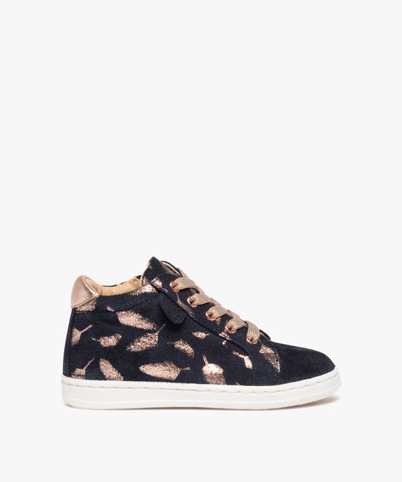 Tennis bébé fille zippées dessus cuir motif feuilles – NA! vue1 - NA! - GEMO
