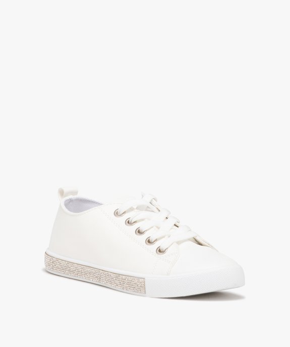 Baskets femme unies style rétro avec semelle à strass vue2 - SANS MARQUE - GEMO
