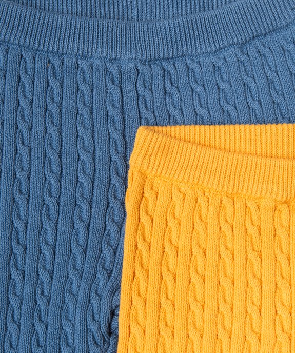 Pantalon en maille torsadée unie bébé (lot de 2) vue2 - GEMO(BB COUCHE) - GEMO