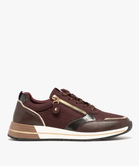 Baskets femme casual à détails scintillants et vernis - Hobiz vue2 - HOBIZ - GEMO